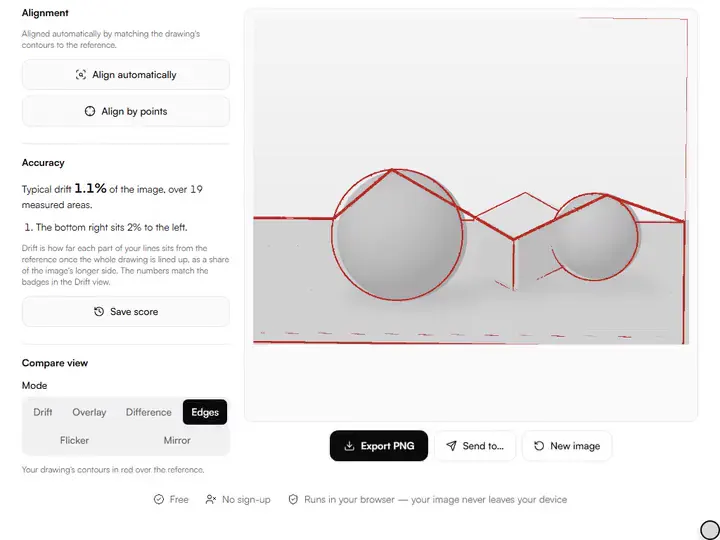 Drawing over reference in the Drawing Accuracy Checker