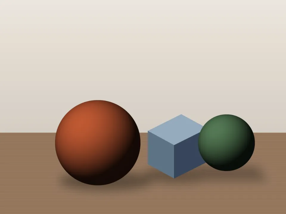 Sample photo of the still life of two spheres and a cube